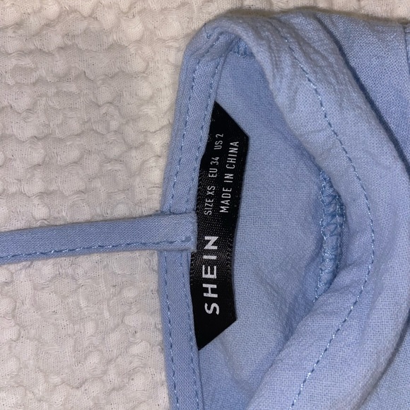 SHEIN Baby Blue Puff Sleeve Tie Back Crop Top- XS - Picture 5 of 5